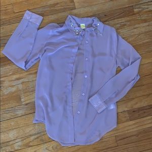 Wildfox sheer Lilac long sleeve button up